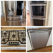 Like New Appliances LG French Door Stainless Steel Refrigerator Bosch Dishwasher Thermador Cooktop Wall Ovens — Little Green Kitchens