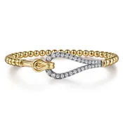 14K White and Yellow Gold Gabriel & Co. Diamond Bujukan Bangle
