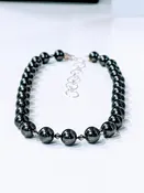 Black Tahitian Pearl and Crystal Necklace