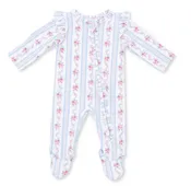 Anna Floral Stripe 2 Way Ruffle Sleeve Zipper Footie