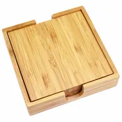 4-Piece Bamboo Coaster Set with Case