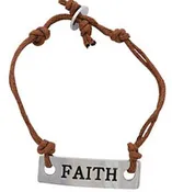 Faith Bracelet with Adjustable Brown Cord