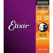Elixir Nanoweb 11-52 Phosper Bronze Custom Light Acoustic Strings