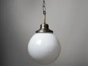 12" Large Opal Milk Glass Antique Brass Chain Pendant Ceiling Fixture — Yankee Barn Lighting