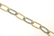 14k two tone open links diamond accents 7"