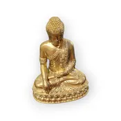 3D Printed with Metallic Gold Painted Finish Buddha Figurine Earth (bhumisparsha mudra)  7" Tall