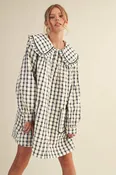 DOLL COLLAR BUTTON DOWN PLAID MINI DRESS