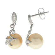 10KT White Gold Golden South Sea Pearl Earring