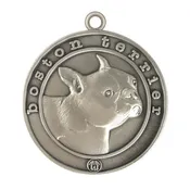 Boston Terrier Dog Id Tag Antique Silver Finish