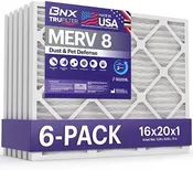 BNX TruFilter 16x20x1 Air Filter MERV 8 (6-Pack) – MADE IN USA – Dust &amp; Pet Defense Electrostatic Pleated Air Conditioner HVAC AC Furnace Filters for Dust, Pet, Mold, Pollen MPR 600 – 700 &amp; FPR 5 –