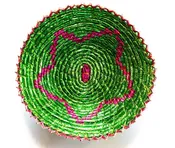 12 in. x 12 in. Hand-Woven Southwestern Design Handmade Bright Green Basket Brbsf-168