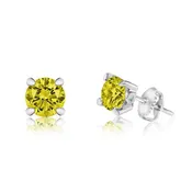 August Crystal White Gold Palladium Plating Hypoallergenic Kids Screwback Stud Earrings Surgical Titanium Posts