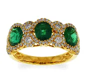 3 Oval Emerald and Diamond Ring