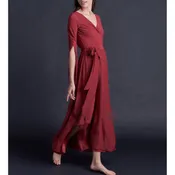 Iris Wrap Robe in Red Matte Silk Charmeuse