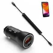 38W Castles POS Terminal Car Charger with USB-C Coiled Cable | Agoz