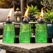 3pc Citronella Table Top Torches, Green
