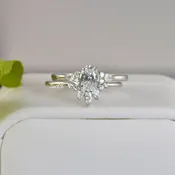 1.54ct Oval with Marquise Promise Ring Diamond Simulated 925 Sterling Silver Wedding Ring