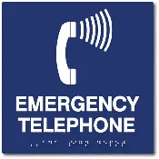ADA Compliant Emergency Telephone Sign with Tactile Text and Braille