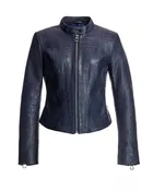 Croc -Embossed  Leather with Stand CollarJacket- Maximilian