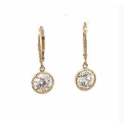 14K Lab Grown Diamond Bezel Set with Leverbacks Earring