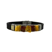 Baltic Amber Bracelet: “Amber & Rubber Unisex”