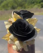 ALLERGY-FRIENDLY BLACK AND GOLD CORSAGE