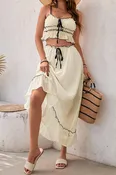 Apricot Bow Cami Top And Skirt Set