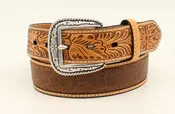 Ariat Men’s Belt with Floral Embossed Tabs