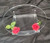 Acrylic Cake stand - 16" dia round top on 1" thick square base - free floating top