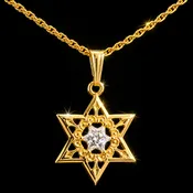 .03ct. Diamond Star of David Estate Necklace Yellow & White Gold - J43285