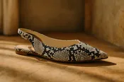 Black White Snake Slingback Flats