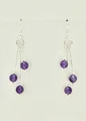 Amethyst Earrings, Tri-dangle