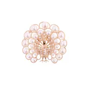 14K Gold Cultured Pearl Peacock Pin/Pendant
