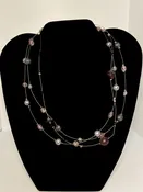Amethyst, Pearl, and Silver Filigree Style Floating Bead Necklace