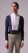 70degrees Bib Long Sleeve Show Shirt – Navy / White