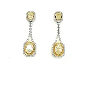 14k fancy yellow diamond drop earrings 7.17ct
