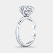 Round Diamond Tulip Solitaire Platinum Engagement Ring