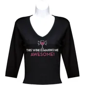 Awesome Rhinestone 3/4 Sleeve Shirt