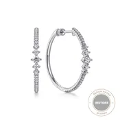14K White Gold Gabriel & Co. 14K White Gold Medium Diamond Classic Hoop Earrings