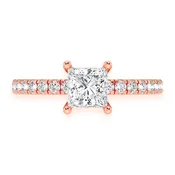 0.75ct Princess Cut Under Halo Diamond Engagement Ring