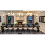 15ft Reclaimed Wood Dining Table, Ghost Chairs