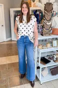 As You Can See Oatmeal & Brown Polka Dot Sleeveless Sweater by Entro