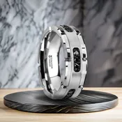 8 mm .27 cwt Tungsten with 9 Black Diamonds  “Mercury”