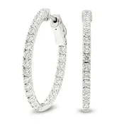 14k white gold Victor Corp. 1.00ct Diamond Hoop Earrings