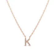 0.05ct 14k Rose Gold Diamond Necklace - Initial K