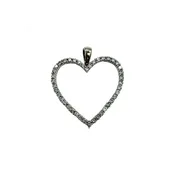 10K White Gold 1/2CTW Diamond Heart Outline Pendant