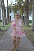 All The Pinks Floral & Lace Dress