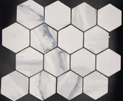 Artificial Marble Carrara Color 3″ Hex Pattern