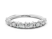 14K White Gold 0.85 Carat E VS Pear and Round Diamond Wedding Band