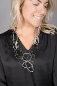 3-Multi Layer Oval Crystal Beaded Necklace
